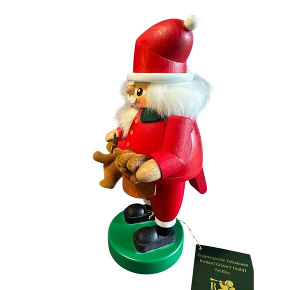 Richard Glasser Erzgebirge Santa Nutcracker With Teddy Bear 8 1/2" Germany - Picture 4 of 8